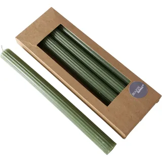 Boltze Stabkerze Classic (4-tlg., grün, 25 cm, aus Wachs, geriffelte Oberfläche, klassisches Design, Stabkerze, Kerze, grüne Kerze, Deko) 2048494