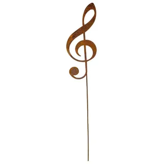 Gartenstecker Violinschlüssel aus Cortenstahl Rostoptik – 110 cm – Wetterfest & Ganzjährig Outdoor – rostige Metall Gartendeko für Beet, Rasen, Terrasse & Balkon – Geschenk für Musikliebhaber