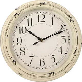 Milisten Große Wanduhr 30cm im Landhausstil: Beige Retro Quarzuhr ohne Tickgeräusche - Vintage Shabby Chic Dekouhr für Wohnzimmer Schlafzimmer Küche Flur