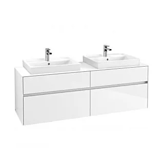 Waschbeckenunterschrank 160 x 55 cm Glossy White