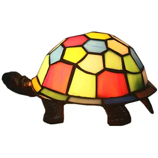 HKLY Kreative Bunte Schildkröte Tischlampe Kinderlampe Nachtlicht Tiffany Glas Metall Schreibtischlampe E14 Dekoration Bettleuchte Schildkröte Lampe Für Kinderzimmer Schlafzimmer,Multi Colored