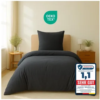 Komfortec Premium Superweiches Bettwäsche Mikrofaser Anthrazit 155 x 220 cm + 80 x 80 cm