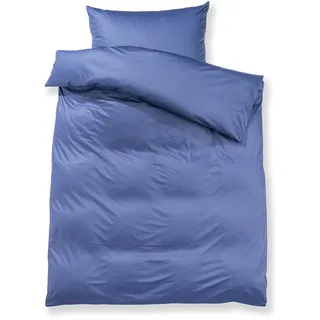 Doris Meyer Uni Interlock Jersey Bettwäsche 155x200 cm + 80x80 cm | dunkelblau - blau