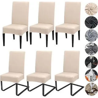Famanu Stuhlhussen Set von 6 - Beige, abnehmbar und waschbar - Beige