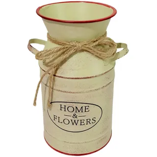 CNAFGBGG Bauernhausvase, Eisen Vase, Beige, Rund, Vintage, 19x10.5x10.5 cm, Verzinkt, für Wohnkultur & Blumen
