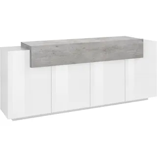 Sideboard INOSIGN "Coro" Sideboards Gr. B/H/T: 200 cm x 85,6 cm x 45 cm, weiß (weiß hochglanz, betonfarben) Sideboards Breite ca. 200 cm