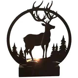 Katutude Teelichthalter, Schwarzer Hirsch-Kerzenhalter, Kerzenständer Tischdeko Wohnzimmer Vintage Deko, Hirsch Kerzenständer Metall, Weihnachten, Grillparty, Valentinstag Dekoration