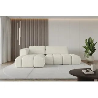 altdecor Ecksofa CLOUD-L Cord 2-Sitzer Creme/Weiß