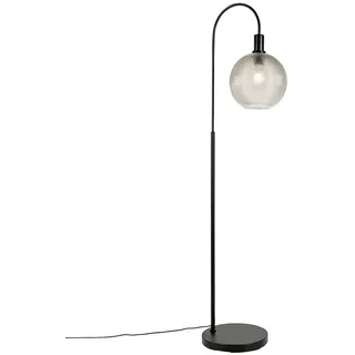 Qazqa Design Stehleuchte mit Schirm, Stehlampe - Chico - Schwarz mit Rauchglas, max. 40W, Geeignet für LED, 150cm, Ideal als Flur, Küche lampe, Schlafzimmerlampe und Wohnzimmerlampe