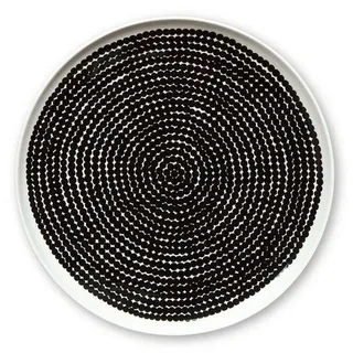 Marimekko Platte Oiva-Räsymatto Schwarz-Weiß Rund (25cm)