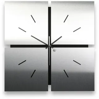Kreative Feder Wanduhr Große Designer-WANDUHR „Silver Squares“ in modernem Metallic-Look (ohne Ticken; Funk- oder Quarzuhrwerk; elegant, außergewöhnlich, modern) silberfarben