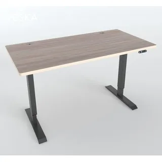 veska Höhenverstellbarer Schreibtisch (140 x 70 cm) - Sitz- & Stehpult - Bürotisch Elektrisch Höhenverstellbar mit Touchscreen & Stahlfüßen (Anthrazit/Eiche)