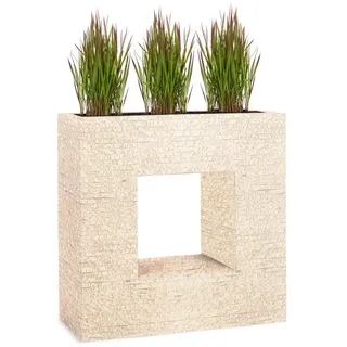 Pflanzwerk® Hochbeet Pflanzkübel VISTA - (Antik Sand) - 66cm x 66cm x 28cm, Fiberglas - Handgefertigt - Rechteckig - Frostbeständig beige 66 cm x 66 cm x 28 cm