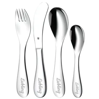 WMF Knuddel Kinderbesteck mit Namensgravur - personalisiertes Besteck für Kinder mit Gravur - personalisierte Geschenkideen zur Taufe für Mädchen und Jungen - WMF Besteck personalisiert - 4-teilig
