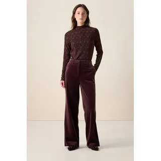 Weite High Waist Samthose - Dunkelbraun - 36