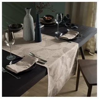 Garnier Thiebaut Tischläufer Tischläufer Mille Gouttes Taupe 55x155 cm, jacquard-gewebt braun
