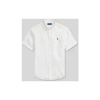 Regular Fit Leinenhemd mit Button-Down-Kragen, Weiss, L