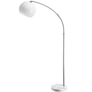 Monzana Bogenlampe Marmor 190-210 cm Höhenverstellbar Fußschalter Schwenkbar E27 Edelstahl 40W Wohnzimmer Schlafzimmer Stehlampe Standleuchte Weiß