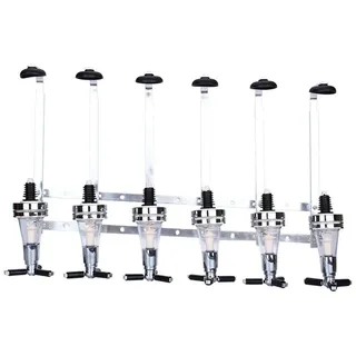 Warmiehomy Barbutler Flaschenhalter für 6 Flaschen Getränkeportionierer Wand Montage 4cl Getränkespender Flaschen Dosierer Drink Dispenser für Party Bar Zuhause Aluminum Silber
