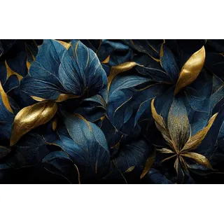 Magnetmatte für Heizkörperverkleidung, Marineblaue Blätter, 60x100cm