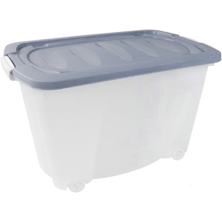 Centi Aufbewahrungsbox 45 Liter Rollen Box Deckel Aufbewahrungs Kiste Plastik Spielzeug blau