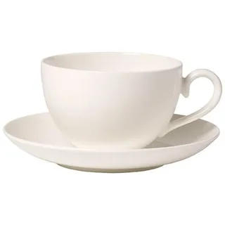 Villeroy & Boch Tasse Royal Kaffeetasse mit Untertasse 2tlg. - L, Premium Bone Porcelain weiß