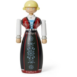 Kay Bojesen Norsk Bunad Frau Figur aus Holz gefertigt, Farbe: Weiß/Rot/Blau, Maße: 8 x 18 x 6 cm, 39287