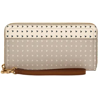 Fossil Logan Damen-Clutch, Leder, RFID-blockierend, Reißverschluss, mit Handgelenkriemen, herzen, Einheitsgröße - Einheitsgröße