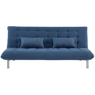 Vente-Unique Schlafsofa, Blau, Textil, Uni, 3-Sitzer, 190x86x106 cm, Wohnzimmer, Sofas & Couches, Schlafsofas