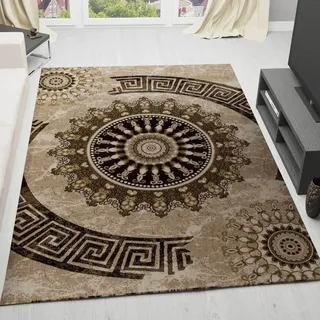 Klassischer Tibet Teppich, sehr dicht gewebt, mit Medaillon Motiv in stilvollen Brauntönen - T6447, Maße:200 cm x 290 cm - Braun