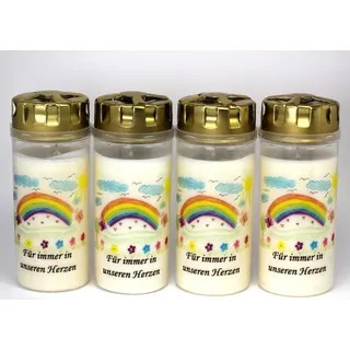 4er Set Grabkerzen für Sternenkinder -16x6 cm mit 4 Tage Brenndauer – (3765) – Wetterfestes Grablicht mit Deckel, Sternenkind - Edle Trauerkerzen