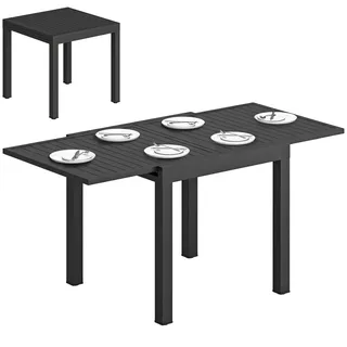 Outsunny Gartentisch Ausziehbar 80/160 x 75 cm Schwarz/Grau