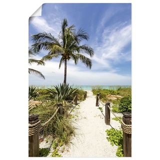 ARTland Poster Kunstdruck Wandposter Bild ohne Rahmen 80x120 cm Strandbild Karibik Palmen Meer Gräser Tropen Urlaub U2GO