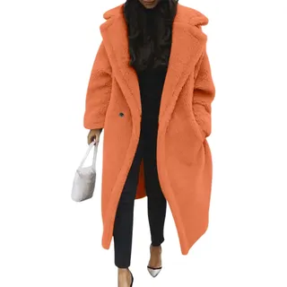 Damen Teddy - Teddyfleece Mantel Jacke Teddymantel Plüschmantel Teddyjacke Warme Strickjacke Trenchcoat Damen Lang Flauschig Oversized Cardigan