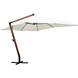 vidaXL Ampelschirm mit Holzmast 400 x 300 cm Weiß