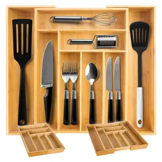 ruhhy Besteckkasten Bambus Küchenorganizer herausnehmbar Schubladenteiler 19189