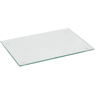 Harbour Housewares Glas Schneidebrett 40 x 30 cm Klar Hitzebeständig | Großes Glas Schneidebrett transparent, hitzebeständig, hygienisch & kratzfest für effiziente Küchenarbeit