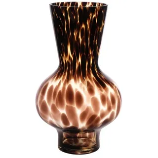 INNA-Glas Kugelvase Kugelige Glasvase Russell, Leopardenmuster, braun-klar, 30 cm, Ø 18 cm braun
