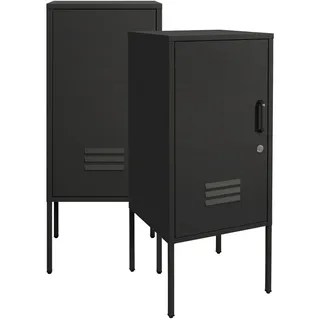 [en.casa] Nachtschrank Hausjärvi 82 x 35 x 35 cm Schwarz