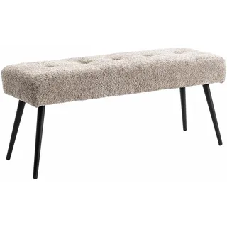 Riess Ambiente Design Sitzbank Boutique 100cm Champagner Greige Bouclé Schwarze Metallbeine Polsterbank Schminkbank Schuhbank Schlafzimmerbank Flurbank