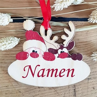 Christbaumkugel mit Namen - Personalisierte Weihnachtskugel Holz mit Name. Personalisiertes Geschenk. Inklusive Farbband zum Aufhängen – Weihnachtsbaumkugeln DS1