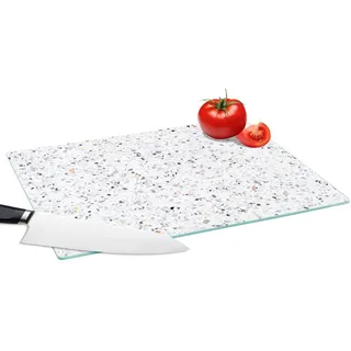 MuchoWow Schneidebrett Granit - Struktur - Design - Weiß, Glas, Schneidebrett Groß, Glasschneidebrett, Rutschfest, Küche, 39x28 cm 39 cm x 28 cm x 0.8 cm