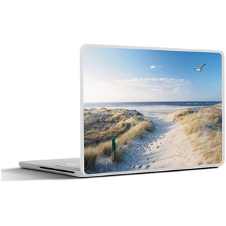 MuchoWow Wandsticker Düne - Möwe - Strand - Meer - Sonne (1 St), Aufkleber Geeignet für Laptops, Schutz vor Kratzern, Sticker, Folie bunt 32.5 cm x 23.5 cm x 0.1 cm
