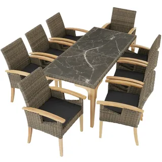 Tectake Foggia Rattan Sitzgruppe 9-tlg. natur