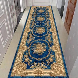 XIAOLIN Traditionelles Langes Orientalisches Blaues Blumenmuster Läufer Teppich Flur Küche Eingang, Rutschfester Teppich Waschbar Niederflor (Size : 80x400CM)