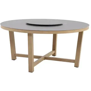 MWH Gartentisch rund  (Ø x H: 159 x 76 cm, Aluminium, Night-Grey/Holz)
