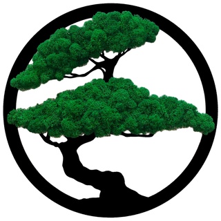 ProArts Moosbild Rund Bonsai Baum Dunkel - Moosbilder mit Rahmen 30x30cm - Mooswand Lebend Natürliches - Pflanzenbild Handgefertigt mit Dunkelmoos