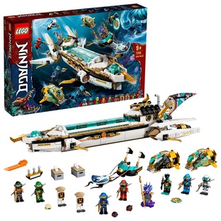 LEGO 71756 NINJAGO Wassersegler, U-Boot-Spielzeug mit 10 Ninja-Minifiguren inkl. Kai & Nya-Figuren, Geschenke für Kinder, Jungen und Mädchen ab 9...