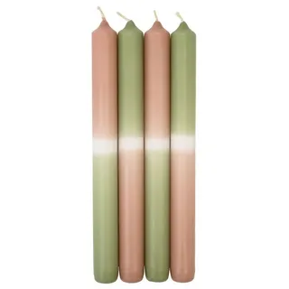 INNA-Glas Tafelkerze Dip Dye Stabkerzen LISSITA, 4 Stück, lachs-hellgrün, 25cm, Ø2,3cm, 11h bunt