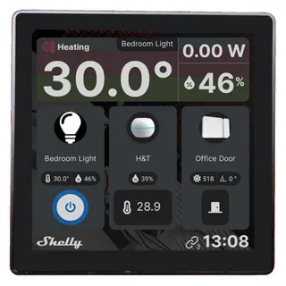 Shelly Wall Display + Blu H&T Black Thermostat Smart-Home-Disply